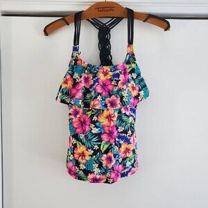 Arizona Pink Floral Swim Tankini Small